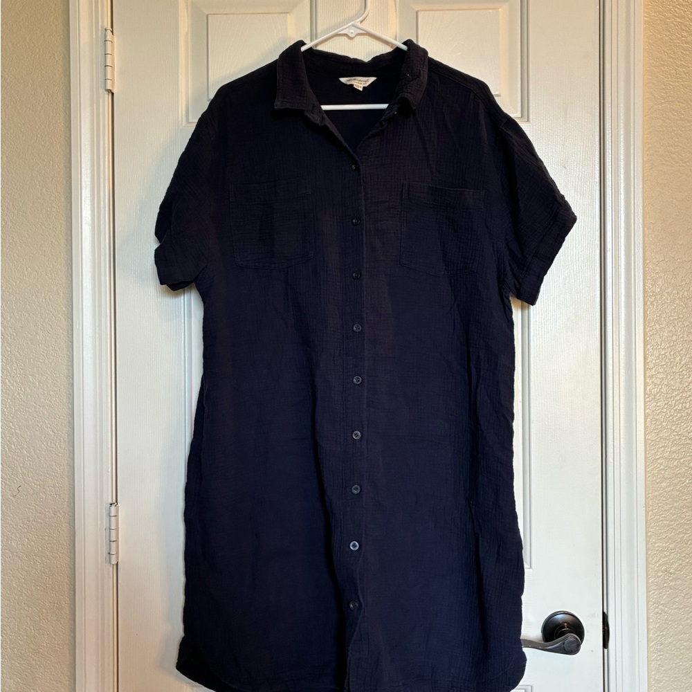 Navy Short Sleeve Midi Dress by Weatherproof